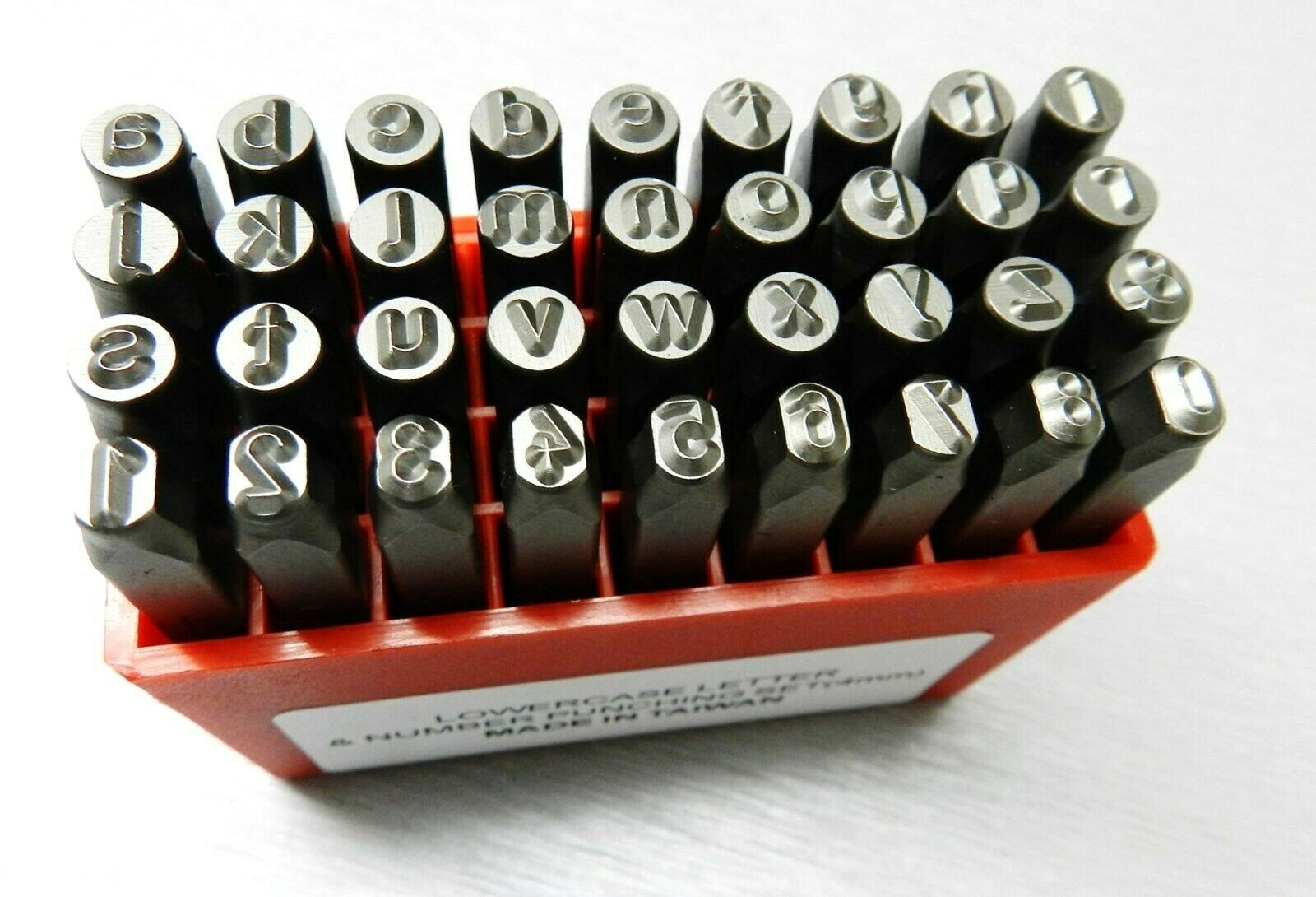 Metal Marking Stamps Alphabet & Numbers Hand Punches 4mm Lower Case 36 Pc Set