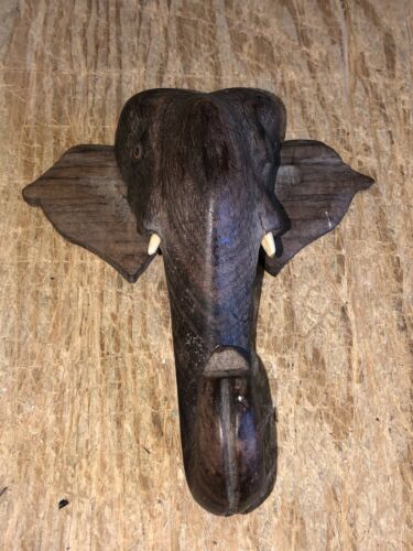6” Carved Wood Elephant Pediment