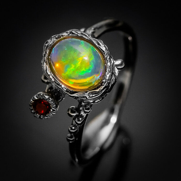 Amazing Gift Handmade Vintage Ring Natural Opal 925 Sterling Silver / Rvs24