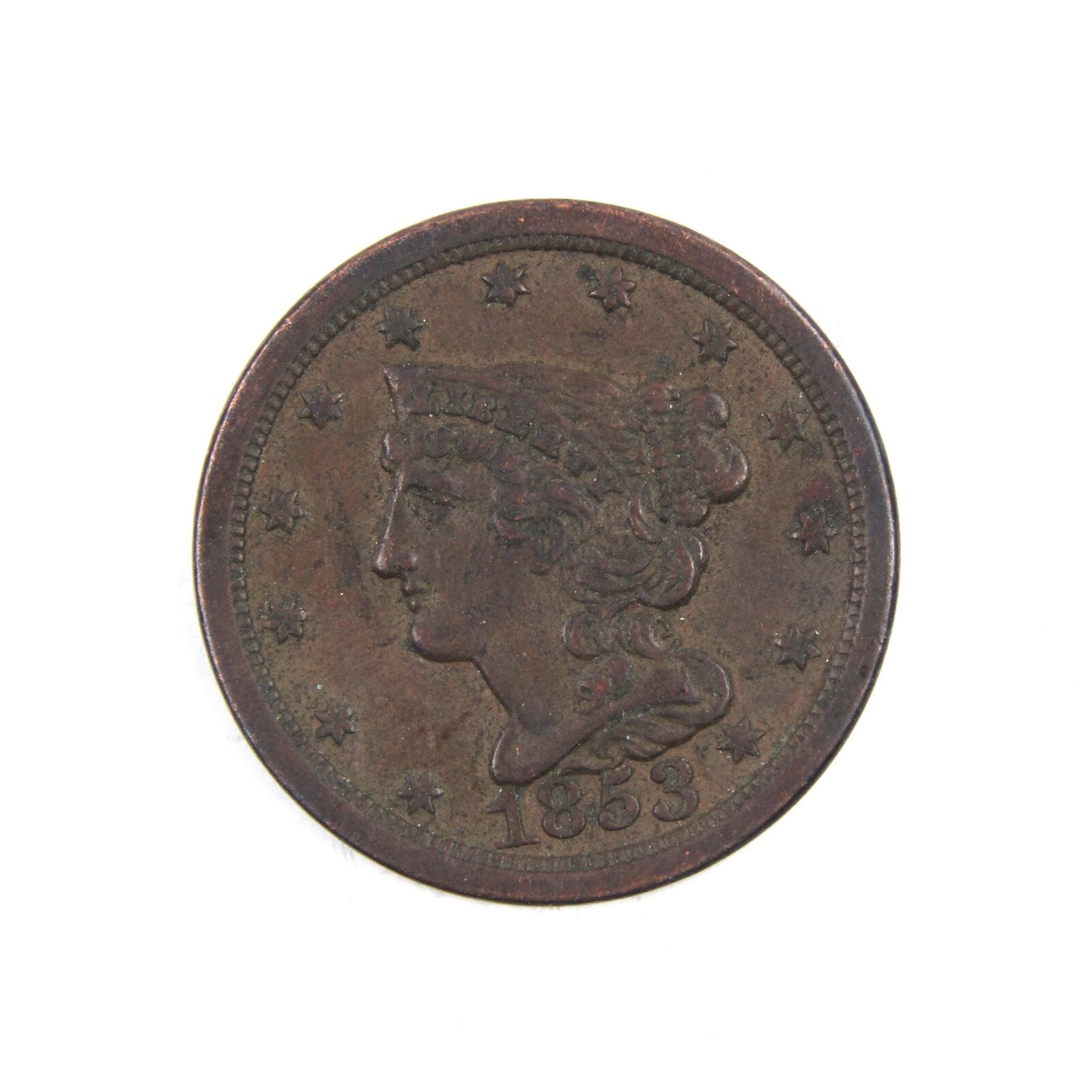 1853 Braided Hair Half Cent Xf Ef Extremely Fine Copper Penny 1/2c Us Type Coin