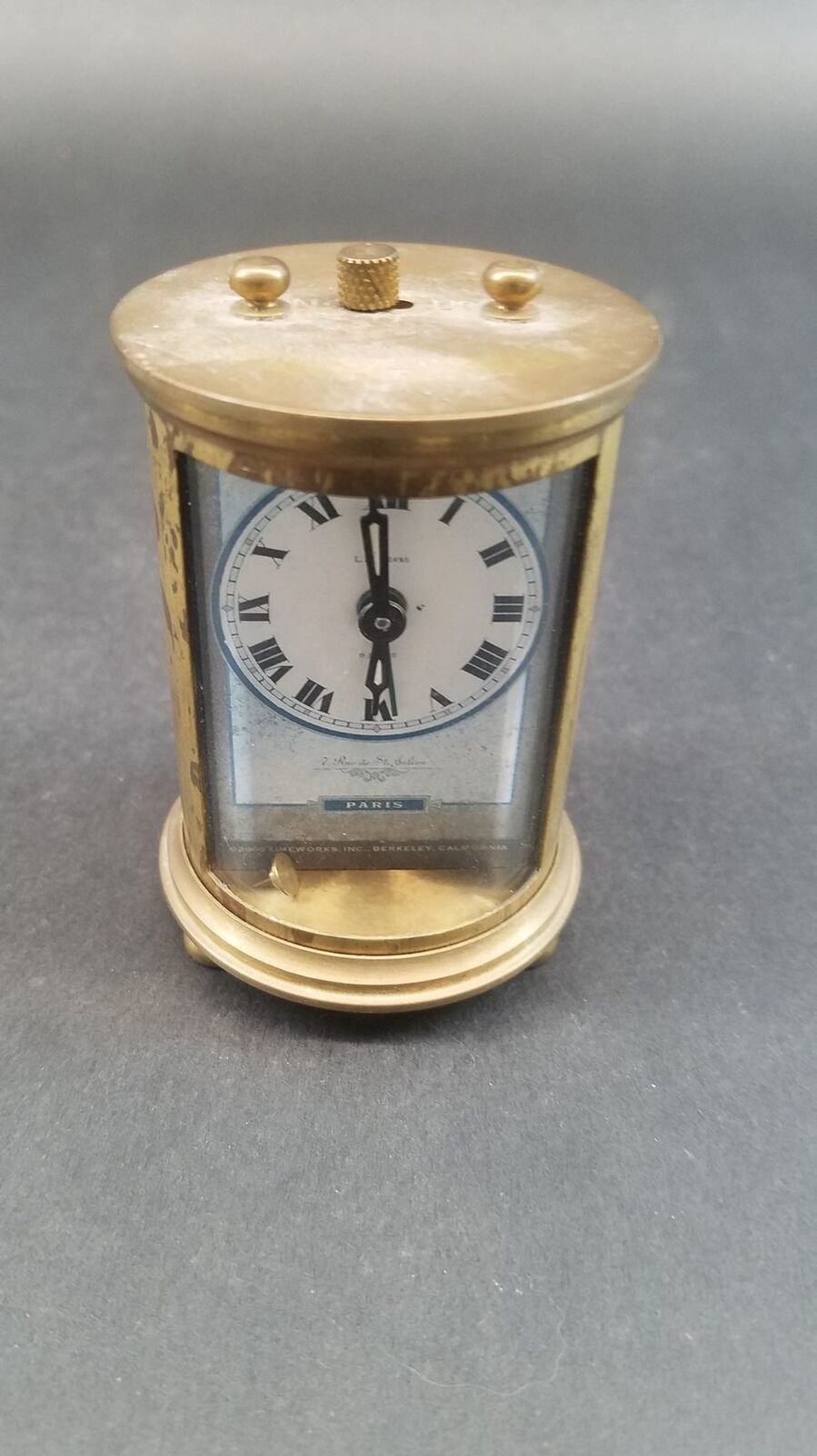 Timeworks Miniature Brass Clock - (pin Fell Out Of Clock Face)