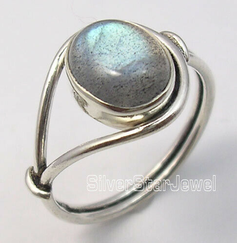 925 Sterling Silver Oval Blue Fire Labradorite Bestseller Ring Any Size Handmade